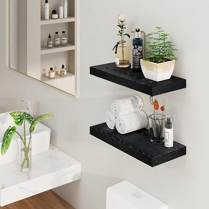 Fun Memories Rustic Black Floating Shelves 24 Inch Long, 8 Inch Deep Floating - Image 8