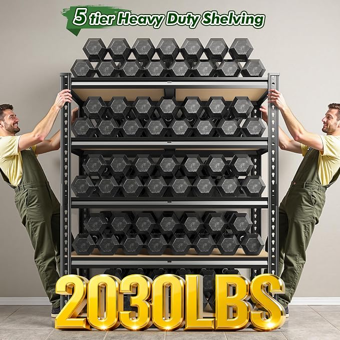 72.1" H Garage Shelving 2030LBS Garage Storage Shelves, 5 Tier Adjustable Metal - Image 6