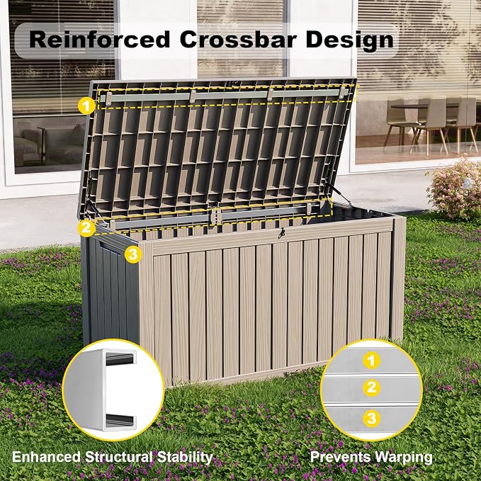 180 Gallon Outdoor Deck Box, Storage Lockable Waterproof Patio Furniture - Image 4