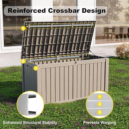 DRATO 150 Gallon Outdoor Storage Box, Large Waterproof Deck Box, Lockable Resin - Image 4