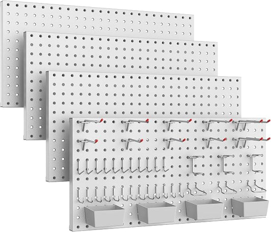 Pegboard Smith 48PCS Metal Pegboard Kit – 12"x24" Tool Storage Wall Organizer by Pegboard+Smith
