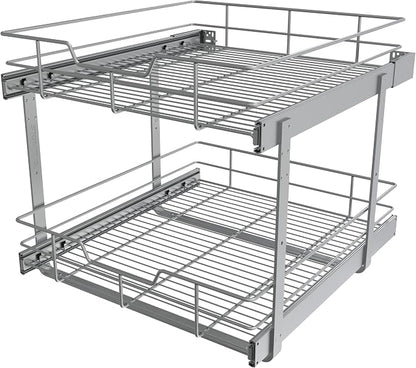 2 Tier Pull Out Cabinet Organizer 20" W X 22" D, Slide Out Drawers by STORKING