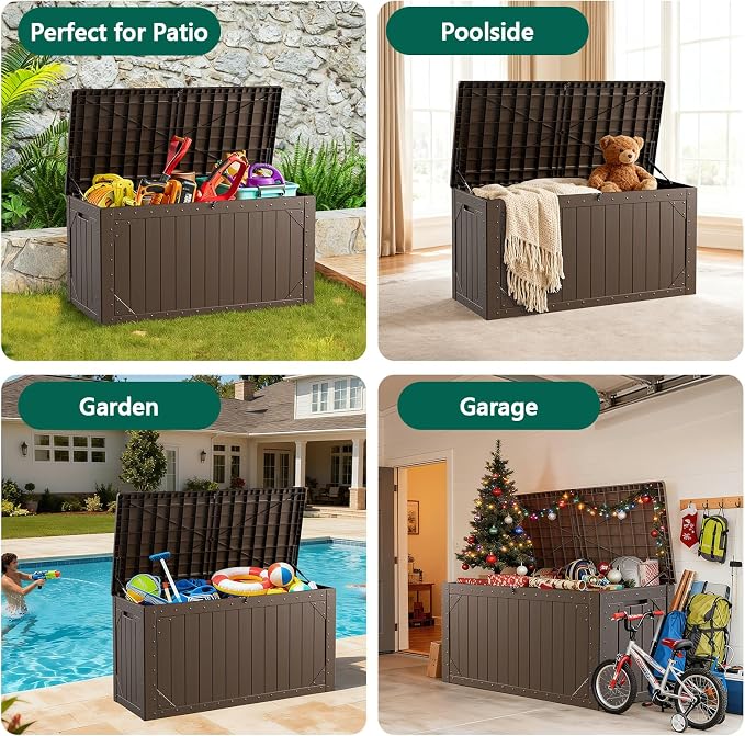 Outdoor Storage Box, 100 Gallon Deck Box Outdoor Storage Bench Outside - Image 2