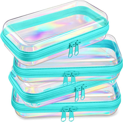Hoolerry 4 Pcs Hard Clear Zipper Case Makeup Bags Plastic Pencil Pouch by Hoolerry