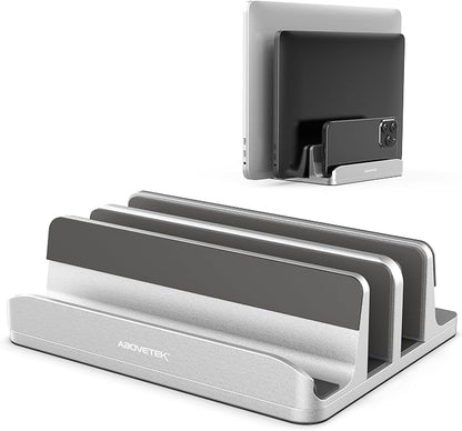 AboveTEK Vertical Laptop Stand, 3 Slots Aluminum Desk Laptop Holder & Laptop by AboveTEK