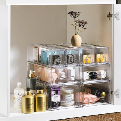 Sorbus Large Clear Stackable Storage Drawers – 4-Pack Plastic Organizer Bins - Image 6