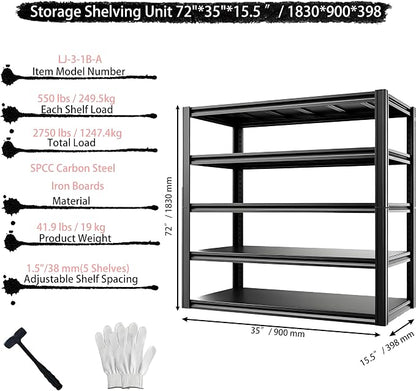 Industrial Storage Rack, Heavy-Duty Steel Shelving Unit - Image 3