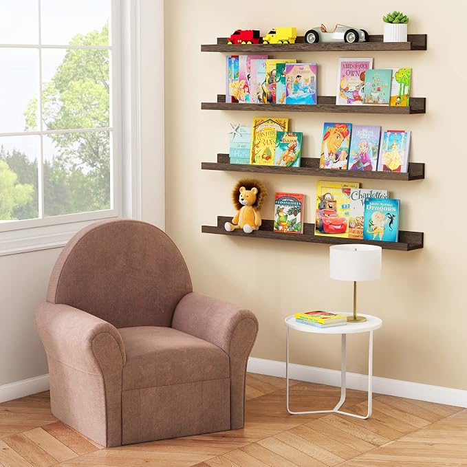 Forbena 36 Inch Long Picture Ledge Shelf, Wooden Floating Shelves - Image 2