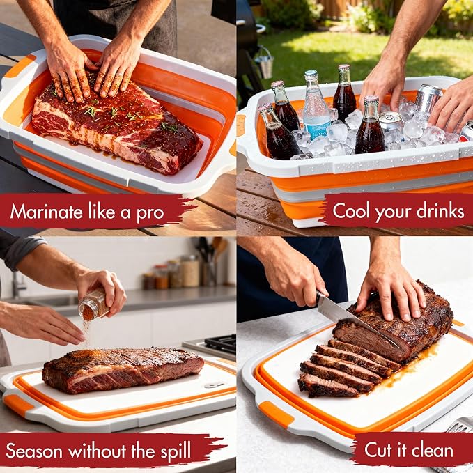 KITCHEN PERFECTION Collapsible XL Smoker & BBQ Prep Tub - Image 5
