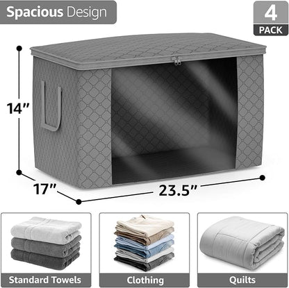 Sorbus Foldable Storage Bag Organizers, Large Clear Window & Carry Handles - Image 3