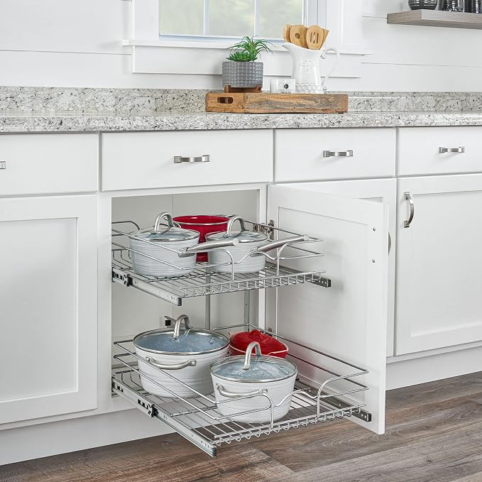 Rev-A-Shelf 2-Tier Kitchen Cabinet Pullout Shelf and Drawer Organizer Slide Out - Image 9