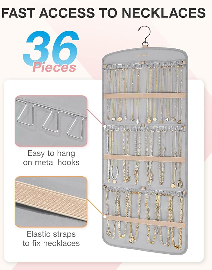 BAGSMART Hanging Jewelry Organizer, Necklace Holder Anti-tangle Earrings Rings - Image 2