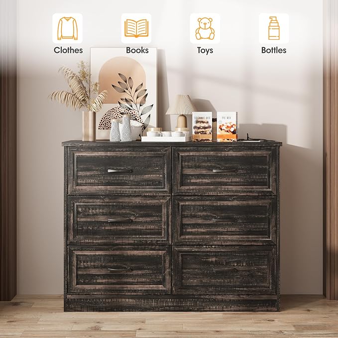 Fameill Dresser for Bedroom, 6 Drawer Wide Dressers Organizer - Image 4