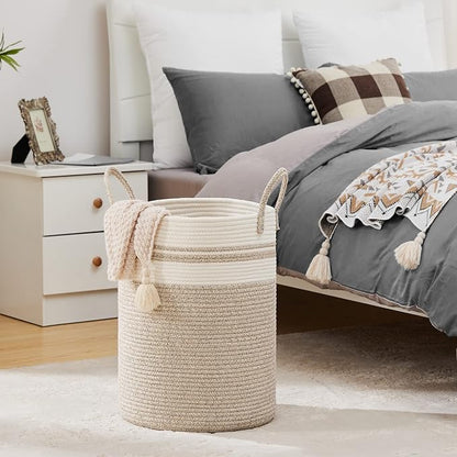Large Laundry Hamper, Tall Woven Storage Basket - Image 7