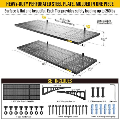 2Pack 1.64x4ft Adjustable Metal Garage Wall Shelving Heavy Duty Garage Storage - Image 4