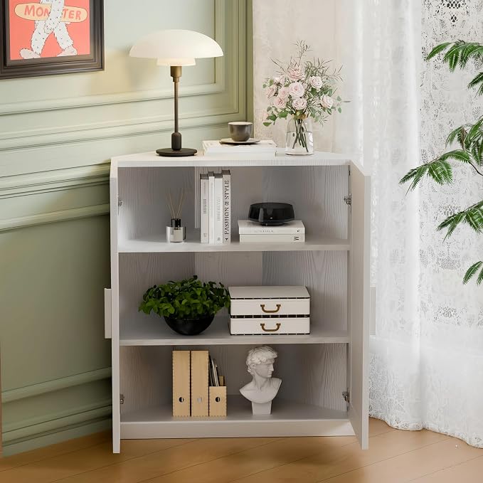 Casaphoria Farmhouse Corner Cabinet, Wooden Corner Storage Cabinet - Image 4