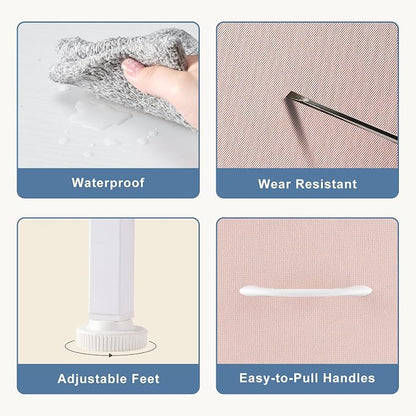 DUMOS Nightstand with 4 Drawers Bedside Table with Removable Fabric Bins Sturdy - Image 7
