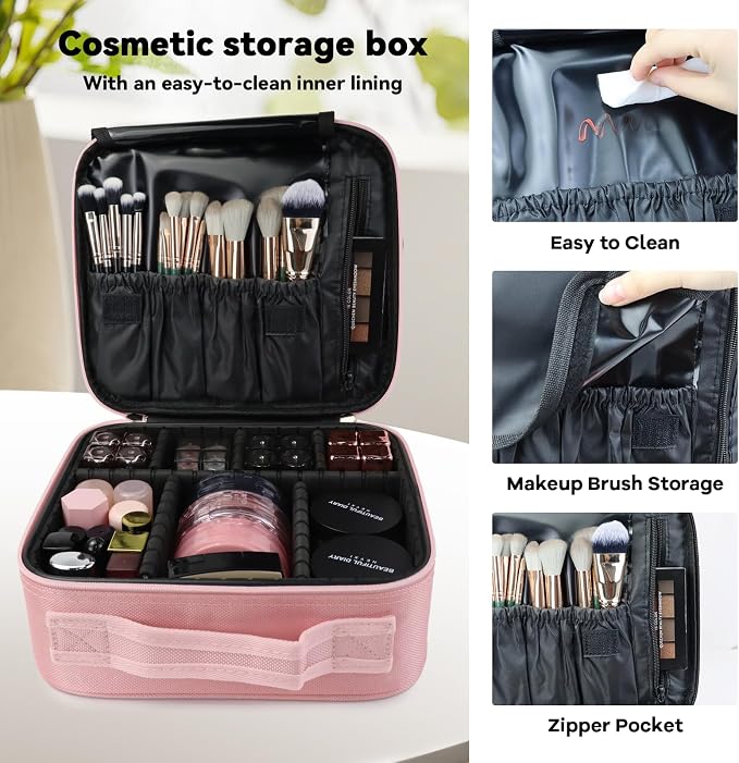 Travel Makeup Bag Makeup Cosmetic Train Case Organizer Portable Storage Bag - Image 2