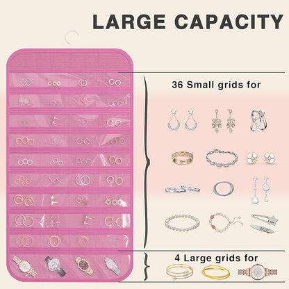 Hanging Jewelry Organizer Storage, 40 Pockets 36 Hooks Necklace Earring - Image 5