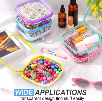 Sanwuta 6 Pcs Clear Hard Zipper Case Hard Plastic Zipper Pouches Transparent - Image 5
