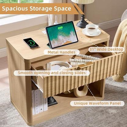 LEYAOYAO 31" Wide Fluted Nightstand - Image 7