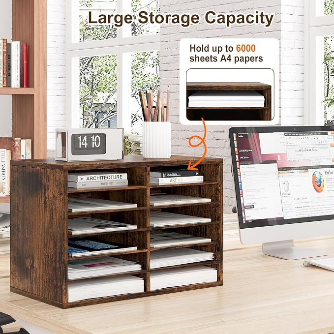 Literature Organizer 12 Slots Wooden Mailboxes - Image 6