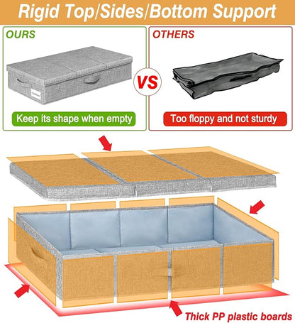 punemi Under Bed Storage Containers, Long Flat Firm Sides Underbed Organization - Image 4