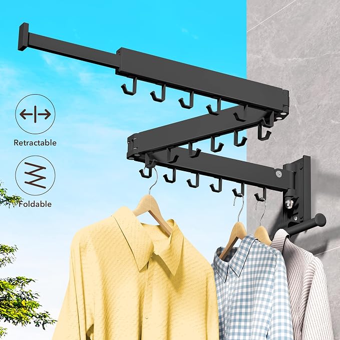 Wall Mounted Clothes Hanger, Clothes Drying Rack, Laundry Drying Rack, Drying - Image 3