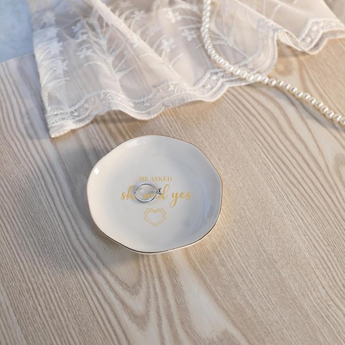 HOME SMILE He Asked and She Said Yes Ring Dish-Wedding Engagement Gifts - Image 2
