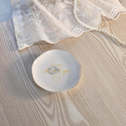 HOME SMILE He Asked and She Said Yes Ring Dish-Wedding Engagement Gifts - Image 2