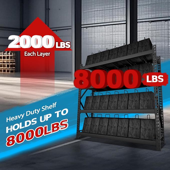 BlueWish 8000LBS Storage Shelves, 91 "W x 24 "D x 87 "H 4-Tier Adjustable Metal - Image 4