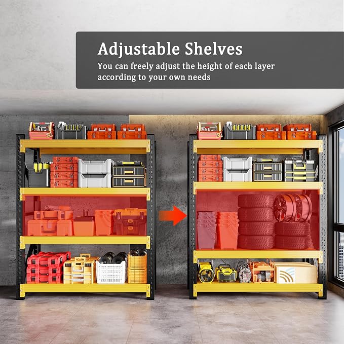 5000LBS Heavy Duty Garage Shelving 59" W Garage Storage Shelves 4-Tier Metal - Image 5