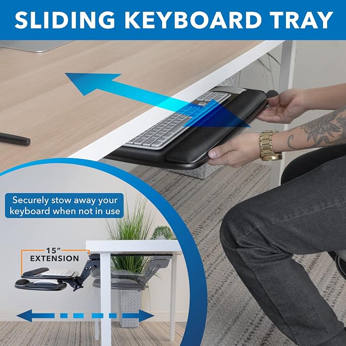 Mount-It! Full Motion Under Desk Keyboard Tray - Image 2