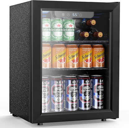 68 Cans Beverage Refrigerator Cooler, 1.7 cu.ft Mini Fridge Glass Door Drink by Electactic