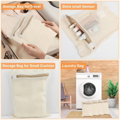 4 Piece Small, Durable Organic Cotton Mesh Laundry Bag - Image 6