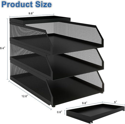 Natwind 3-Tier Desk Organizer, Desk Accessories, Stackable Paper Tray, Metal - Image 2