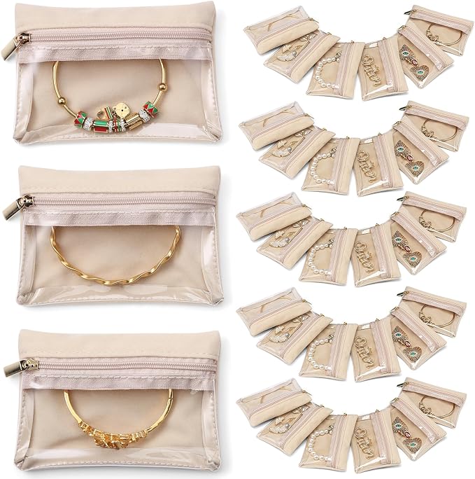 Vlando 33 Pcs Travel Jewelry Case Velvet Jewelry Pouch by VLANDO