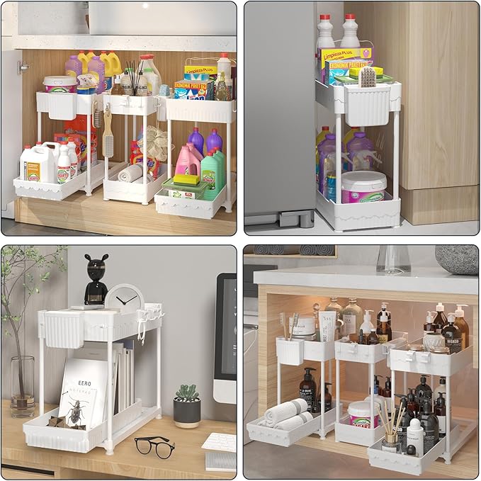 3 Pack Under Sink Organizers, 2-Tier Multi-Use Kitchen and Bathroom Organizers - Image 6