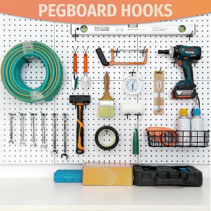 HUHOLE Pegboard Hooks 2 Inch, 4 Inch, 6 Inch, Peg Board Hooks - Image 7