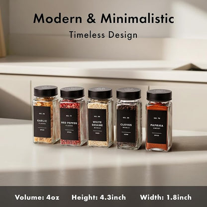 Glass Spice Jars with Label and Stainless Steel Lids Spice Containers with 240 - Image 2