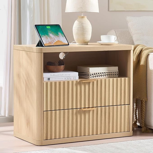 LEYAOYAO 31" Wide Fluted Nightstand by LEYAOYAO-Findtheshiningpointofyourideallife%EF%BC%81