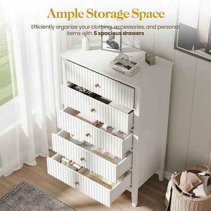 RoyalCraft White Fluted 5 Drawer Dresser - Image 4