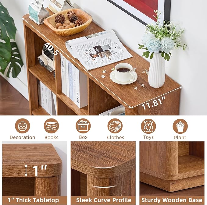 6 Cube Storage Book Shelf, Floor Standing 2-Tier Wooden Bookshelf - Image 3