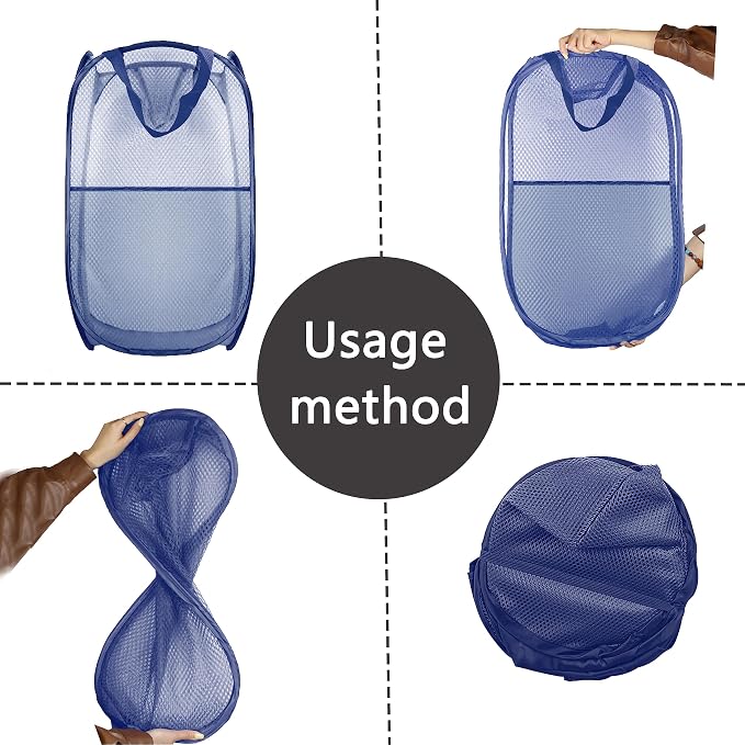 Collapsible Pop Up Laundry Hamper, Extra Large Mesh Foldable Laundry Basket - Image 3