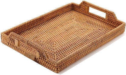 Hand-Woven Rattan Serving Tray by YANGQIHOME