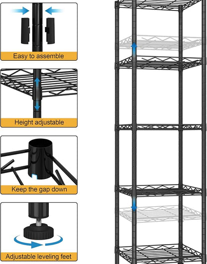 HOMEFORT Storage Shelves, 5-Wire Shelving, Metal Shelving Unit Adjustable - Image 5