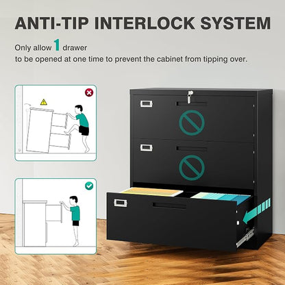 SISESOL 3 Drawer Lateral File Cabinet - Image 7
