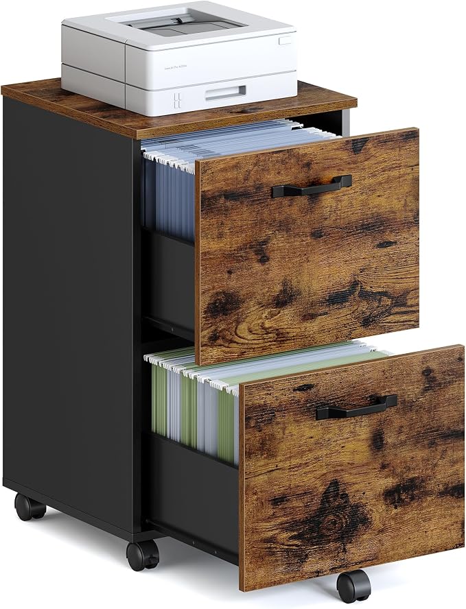 VASAGLE 2-Drawer File Cabinet, Small Rolling Filing Cabinet by VASAGLEbySONGMICSHOME