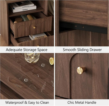 Nightstand Set of 2 with Charging Station, Mid Century Modern Nightstand with - Image 4