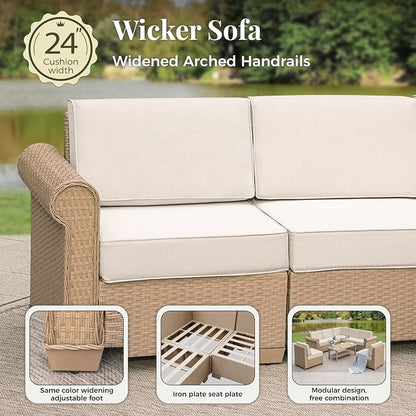 Patio Couch, 2-Piece Outdoor Rattan Wicker Sofa - Image 7